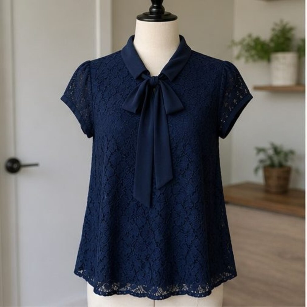 Navy Smocked Top